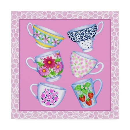 Kimura Designs 'Teacups Pink' Canvas Art,14x14